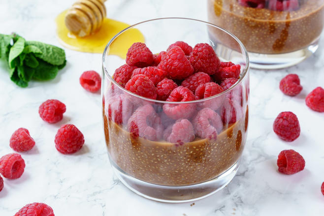 Budino di Chia e Lamponi