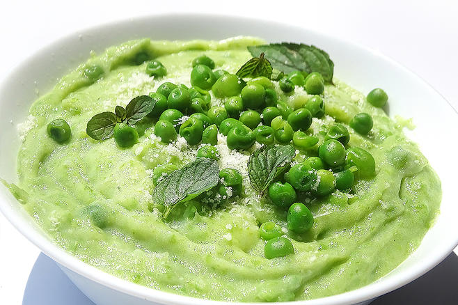 Purè di piselli, patate e menta